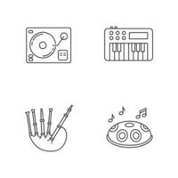 Musical instruments pixel perfect linear icons set vector