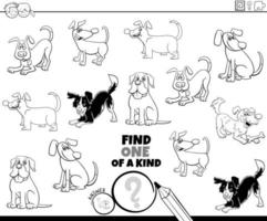 one of a kind task with dogs coloring book page vector