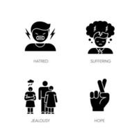 Psychological problem black glyph icons set on white space vector