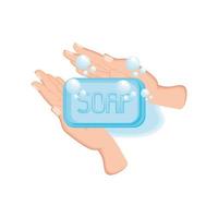 washing hands with water and soap on white background vector