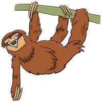 funny sloth cartoon animal character on branch vector