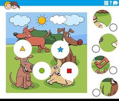 match pieces puzzle game with cartoon dogs group vector