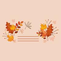 card with leafs autumn decoration vector