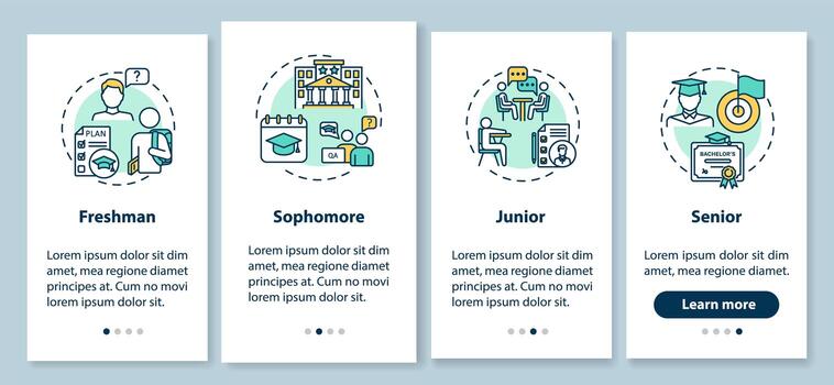 Class year onboarding mobile app page screen with concepts vector