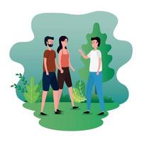 group of people on the park characters vector