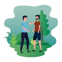 couple of men on the park characters vector