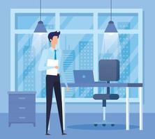 elegant businessman worker in the office scene vector