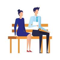 elegant business couple seated in the park chair vector