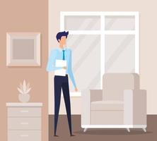 elegant businessman worker in the livingroom vector