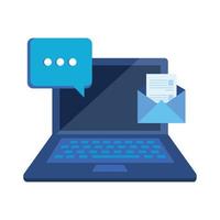 laptop computer with envelope email vector