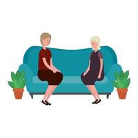 cute grandmothers in the sofa characters vector