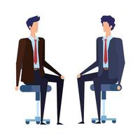 elegant businessmen workers seated in office chairs vector