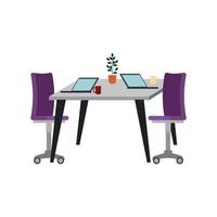 office chair with desk and laptop vector