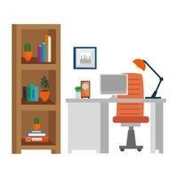 office work place scene with desktop vector