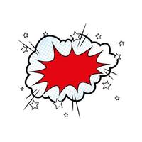 explosion red color pop art style icon vector