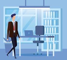 elegant businessman worker in the office scene vector