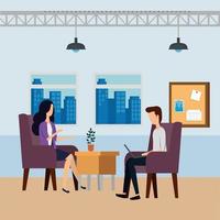 elegant business couple workers in the office vector