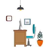office work place scene with desktop vector