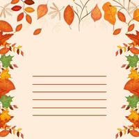 card with leafs autumn decoration vector