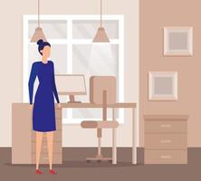 elegant businesswoman worker in the office vector