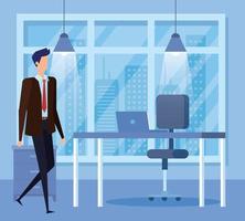 elegant businessman worker in the office scene vector