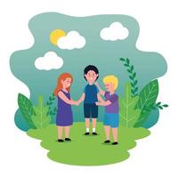 little kids group on the park scene vector