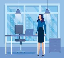 elegant businesswoman worker in the office vector