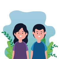 cute lovers couple on the park characters vector