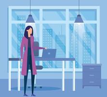 elegant businesswoman worker in the office vector