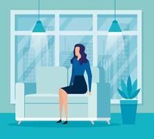 elegant businesswoman worker in livingroom vector