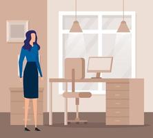 elegant businesswoman worker in the office vector