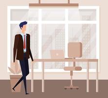 elegant businessman worker in the office scene vector