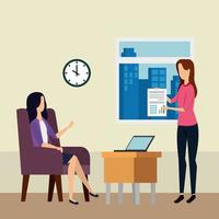 elegant businesswomen workers in the office vector