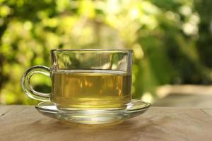 Yellow tea in golden light photo