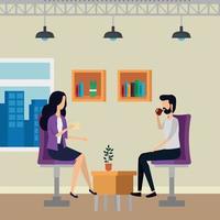 elegant business couple workers in the office vector