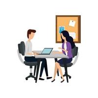 elegant business couple working with laptop vector