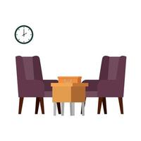 confortable sofa and wooden table livingroom scene vector