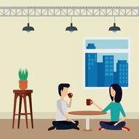 elegant business couple workers in the office vector