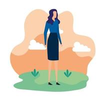 elegant businesswoman worker in the field vector