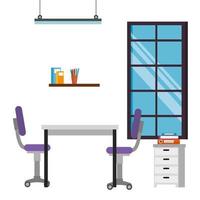 office work place scene icons vector