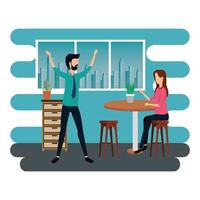 elegant business couple workers in the office vector