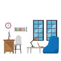 office work place scene with desktop vector