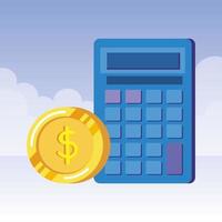 calculator math with coins money vector