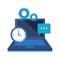 laptop computer with time clock vector