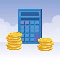 calculator math with coins money vector