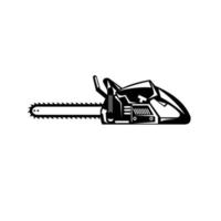 Chainsaw Viewed From Side Retro Black and White vector