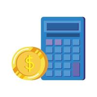 calculator math with coins money vector
