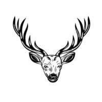 Head of Stag Buck or Deer Front View Retro Woodcut Black and White vector