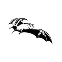 Megabat Fruit Bat Old World Fruit Bat or Flying Fox in Flight Woodcut Retro Black and White vector