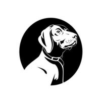 Cabeza de un perro braco alemán retro en blanco y negro vector